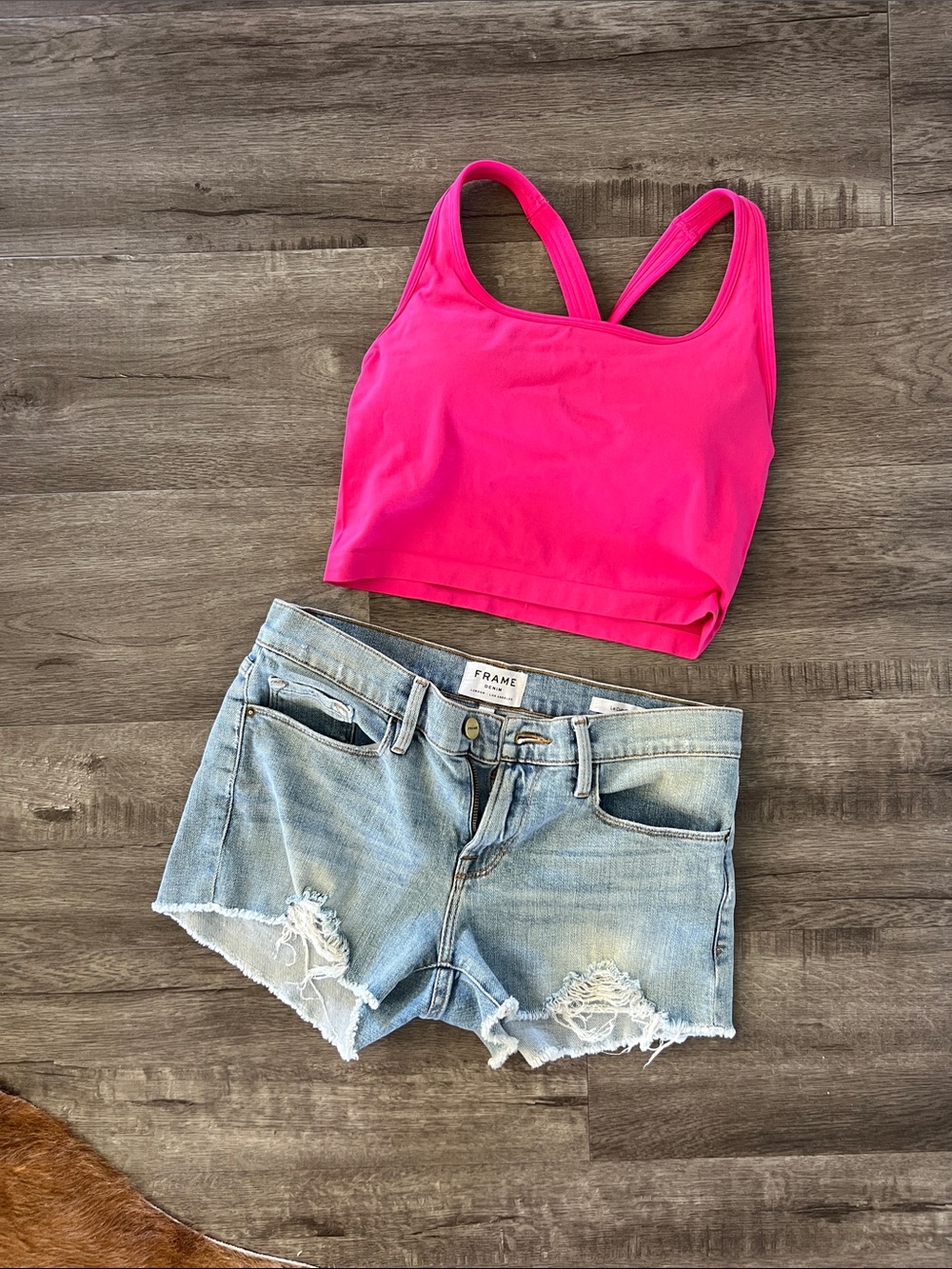 FRAME Light Wash Denim Cutoff Shorts